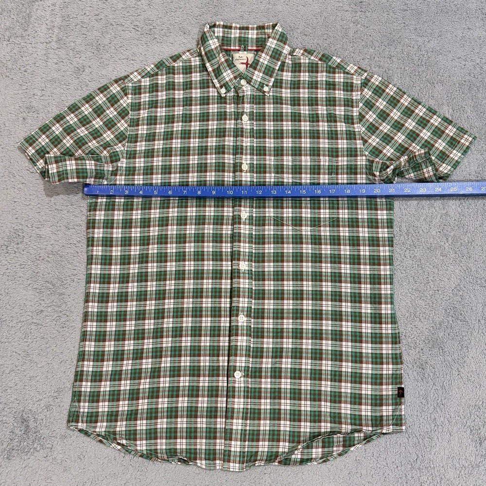 Relwen Shirt Mens Medium Madras Plaid Teal/Brown/White S/S Button Down Cotton - Picture 4 of 8